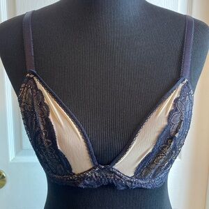 Lily of France Sexy Lace See Thru Black & Nude Bra 36B NWOT